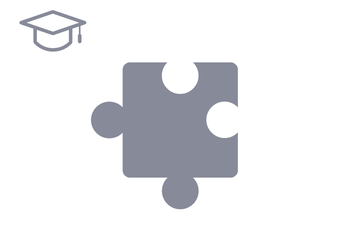 Dunkelgraues Puzzleteil mit Icon Hand mit Fortbildung