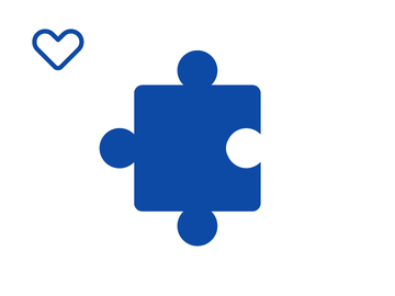 Blaues Puzzleteil mit Icon Herz