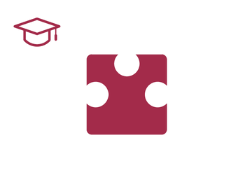 Dunkelrotes Puzzleteil mit Icon Fortbildung