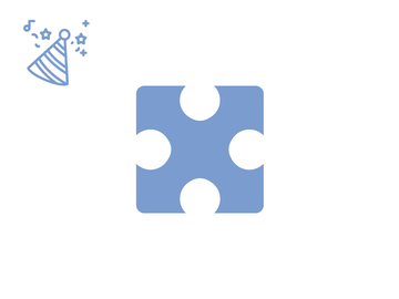 Hellblaues Puzzleteil mit Icon Partyhut